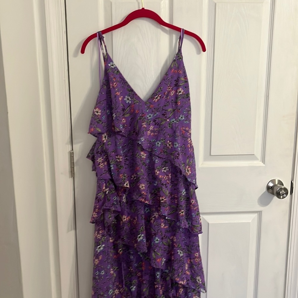 ASTR  Lavender Floral Print Tiered Dress